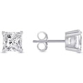 1/2 Ct Princess Cut Diamond Stud Earrings 14k White Gold Screw Back Basket For Women's Wear Gifting Jewellery