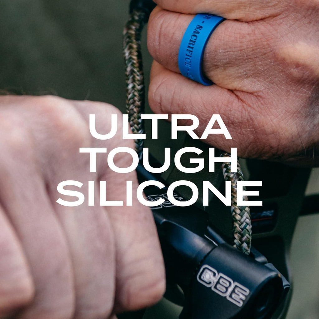 QALO Men & Women's Rubber Silicone Ring, Narrow Polished Step Edge Rubber Wedding Band, Breathable, Durable Unisex Engagement Silicone Ring, 6.5mm Wide 2mm Thick, Black, Size 13