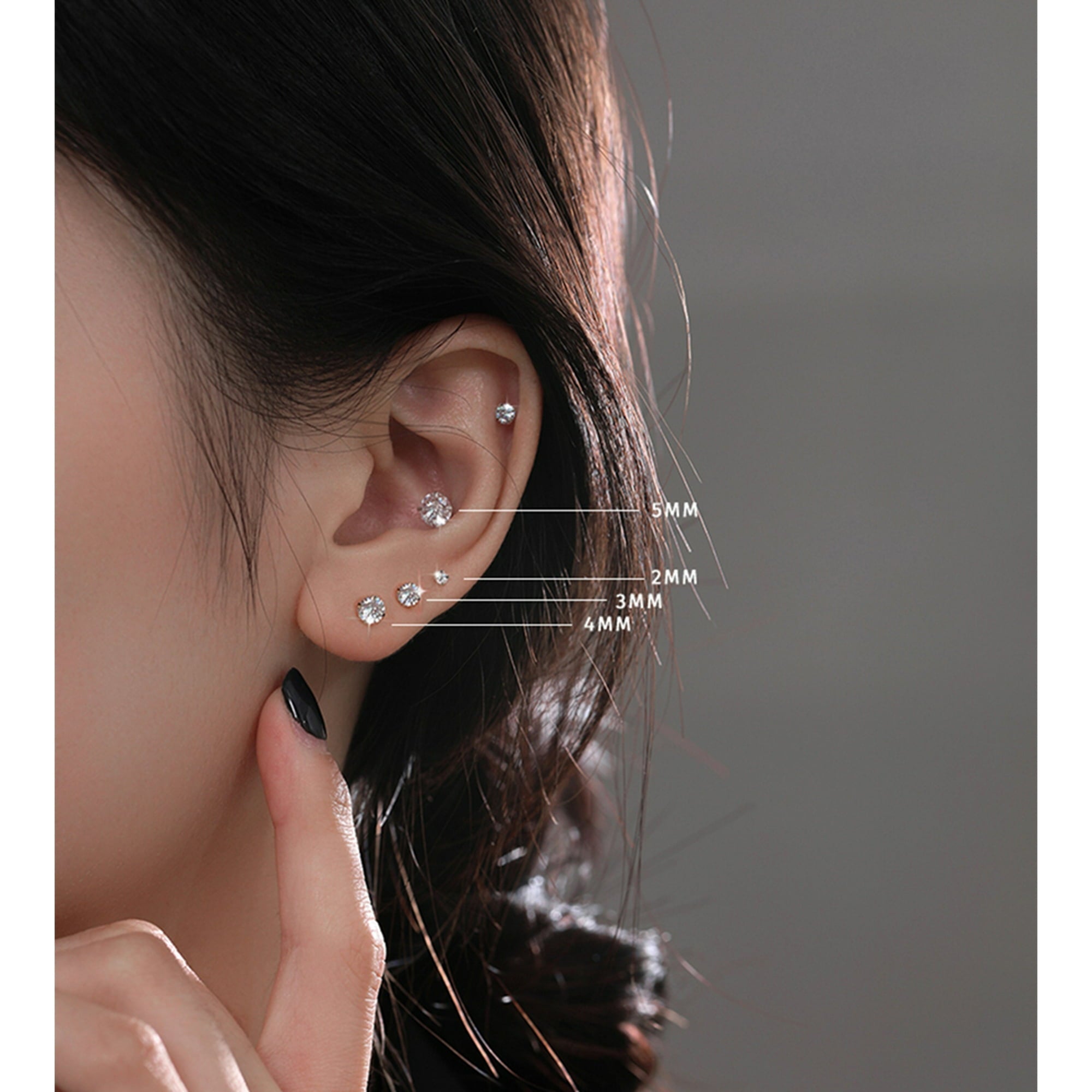 4 Pairs 925 Sterling Silver Tiny Stud Earrings Set Cubic Zirconia Stud Earrings for Women