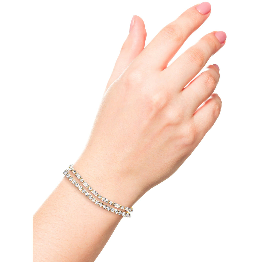 Believe by Brilliance Women's 14kt Gold Flash Plated Cubic Zirconia Adjustable Bracelet Set, 2