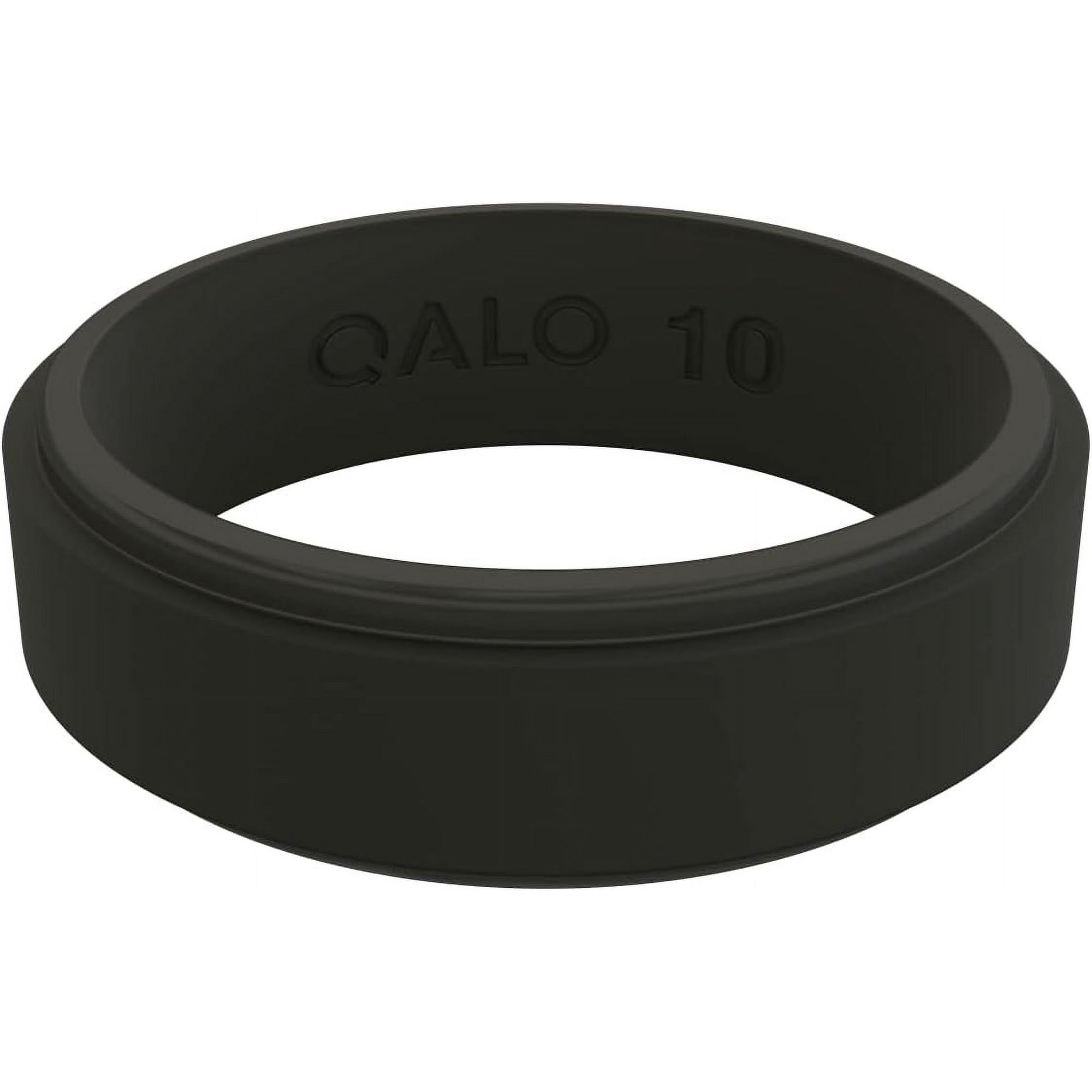 QALO Men & Women's Rubber Silicone Ring, Narrow Polished Step Edge Rubber Wedding Band, Breathable, Durable Unisex Engagement Silicone Ring, 6.5mm Wide 2mm Thick, Black, Size 13