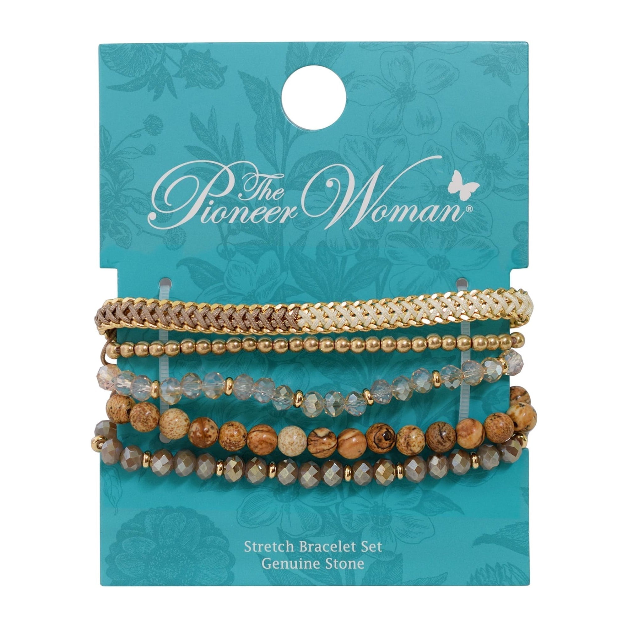 The Pioneer Woman - Women's Jewelry, Soft Gold-tone Bracelet Set with Genuine Stone Beads
