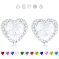 APSVO 18K White Gold Plated Love Heart Stud Earrings for Women CZ S925 Sterling Silver April Birthstone Earrings with Crystal Wedding Graduation Birthday Jewelry Gifts Teen Mom Ideas Age