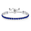 Paris Jewelry 18k White Gold 6 Cttw Blue Sapphire  Round Adjustable Tennis Bracelet For Women Plated