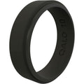 QALO Men & Women's Rubber Silicone Ring, Narrow Polished Step Edge Rubber Wedding Band, Breathable, Durable Unisex Engagement Silicone Ring, 6.5mm Wide 2mm Thick, Black, Size 13