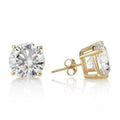 RMZ GOLD NYC 14K Gold Plated  Round Brilliant Cut Solitaire Stud Earrings, 1.5 ct. t.w, 14K Gold