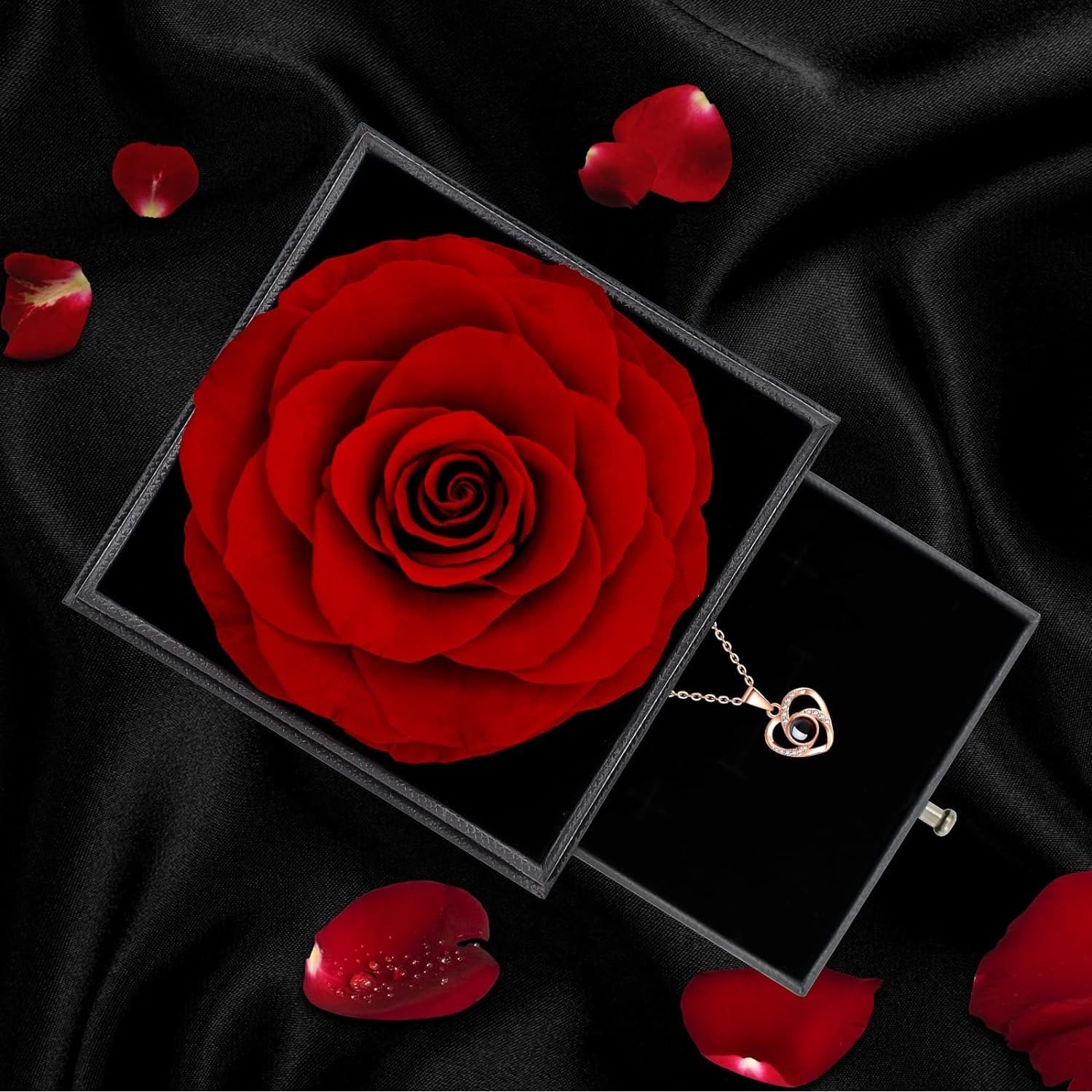 MYEBIUAI Eternal Rose I Love You Necklace Red Rose Necklace