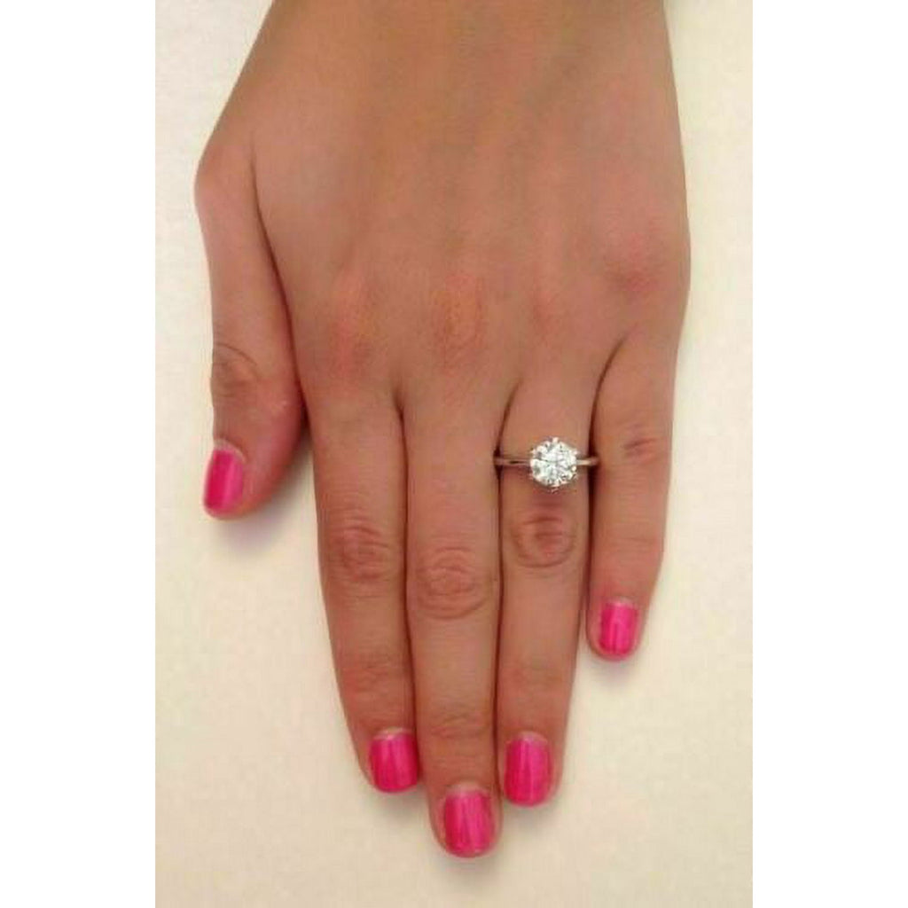 2Ct Round Diamond (VVS1,D) 14K White Gold Solitaire Ring for Women Gifts/Engagement/Wedding