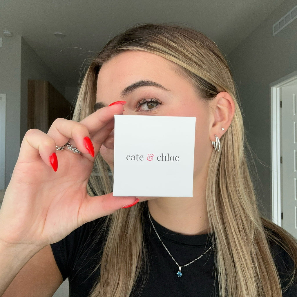 Cate & Chloe Corina 18k White Gold Plated 20mm Hoop Earrings with Swarovski Crystals Gift for Women