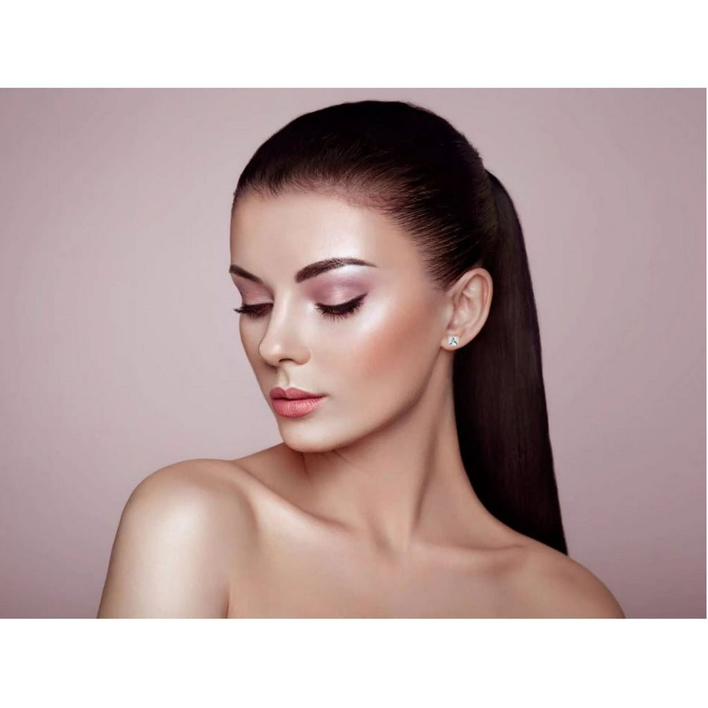 Paris Jewelry 14k White Gold 0.5 Ct. Princess Cut Created White Diamond Stud Earrings Gift for Women plated